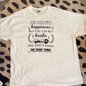White Graphic T-Shirt with Book Quote
